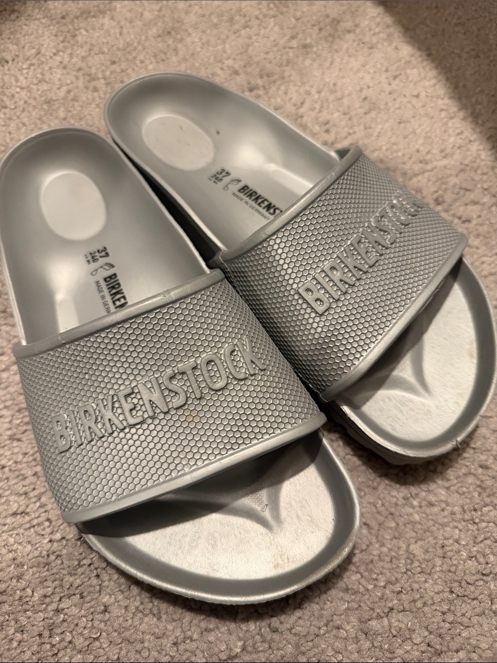 Birkenstock Silver Slide Sandals